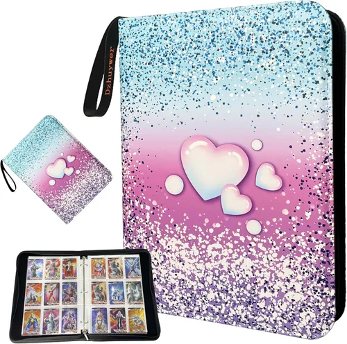 Vista 12 de Carpeta de tarjetas coleccionables para 4 bolsillos, 480 tarjetas con 60 fundas extraíbles con cremallera de protección, pulsera de fácil