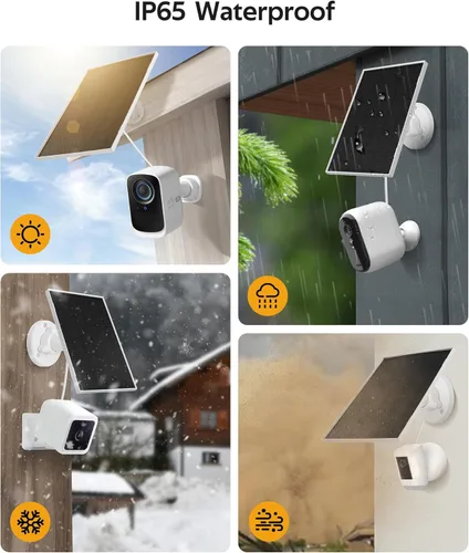 Vista 5 de Cargador de panel solar de anillo, panel solar de 6.5 W para cámara de seguridad, compatible con cámara Ring con batería, panel solar impermeable