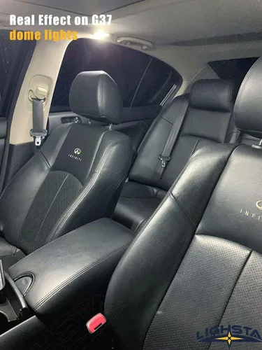 Vista 5 de Paquete de 12 luces LED blancas superbrillantes para interiores Infiniti G35 G37 Sedan 2007 2008 2009 2010 2011 2012 2013 2014 + luces de matrícula