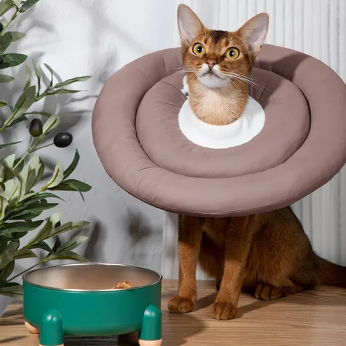 Vista 2 de Conos para perros pequeños, cómodo y ajustable suave cono alternativo después de la cirugía, collar de dona isabelino para la recuperación de perros