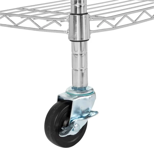 Vista 3 de Yaxa Basics - Estantería ajustable de 4 estantes, resistente unidad de almacenamiento con ruedas para fácil montaje, para uso en garaje o cocina