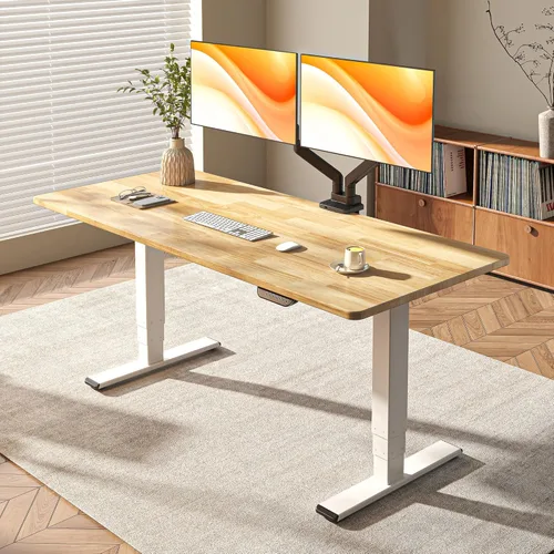 Vista 21 de FLEXISPOT E6 MAX - Escritorio de pie de madera maciza de acacia de 48 x 24 pulgadas, doble motor, capacidad de peso de 330 libras, escritorio
