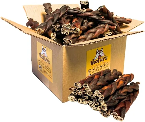Vista 9 de Woofley's Palitos de colágeno de 6 pulgadas para perros (10 unidades) Bully Stick de cuero crudo masticables alternativos para perros sin ocultar