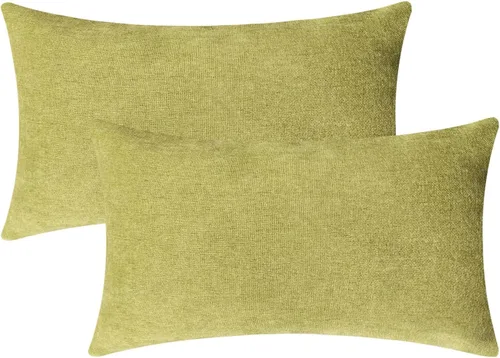 Vista 29 de Jeneoo - Fundas de almohada decorativas rojas brillantes de chenilla suave, fundas de cojín cómodas y sólidas para sofá de sala de estar