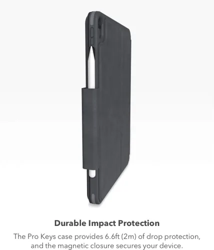 Vista 6 de ZAGG Pro Keys - Funda desmontable y teclado inalámbrico para Apple iPad de 10.2 pulgadas (Gen 9, 8, 7) - Emparejamiento Bluetooth, teclas