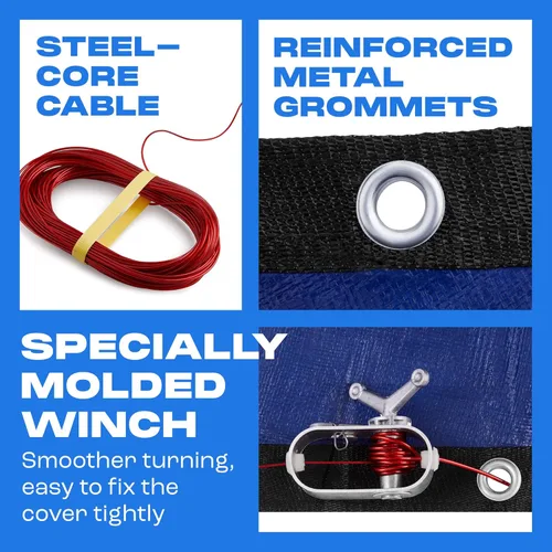 Vista 5 de Yankee - Cubierta para piscina ovalada 12 x 18 pies Cubierta ovalada de invierno para piscinas sobre el suelo Extra gruesa y duradera