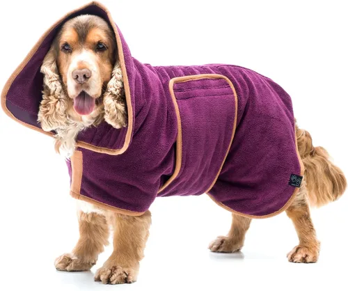 Vista 12 de Lucky Pooch® Bata de baño para perro, lujosa bata de baño para perro, ultra absorbente, ¡seca a tus perros en minutos! Doble capa, toalla súper