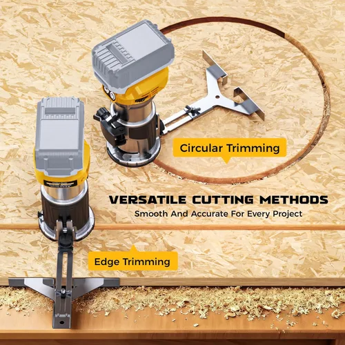 Vista 5 de DIYtoolifz Herramienta de enrutador inalámbrico compatible con batería DeWalt de 20 V (solo herramienta), enrutador de madera sin escobillas de 800