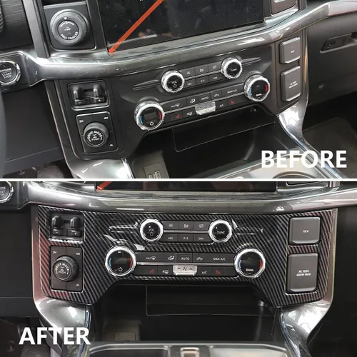 Vista 6 de Korlot Cubierta del panel de control central de fibra de carbono Tirm para Ford F150 2021+(aire acondicionado A/C)