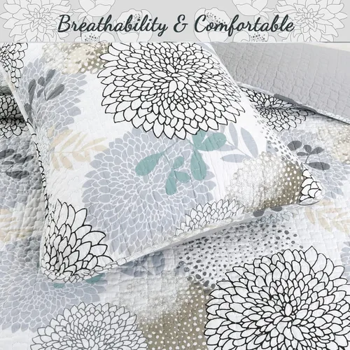 Vista 4 de Cozy Line Home Fashions Nina - Juego de edredón de algodón floral de 2 piezas, tamaño individual, multicolor