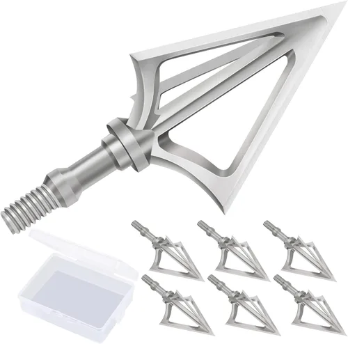 Vista 10 de Hunting Broadheads with 3 Fixed Blade 100 Grain Screw-in Archery Broadheads Compatible with Crossbows,Recurve and Compound Bows