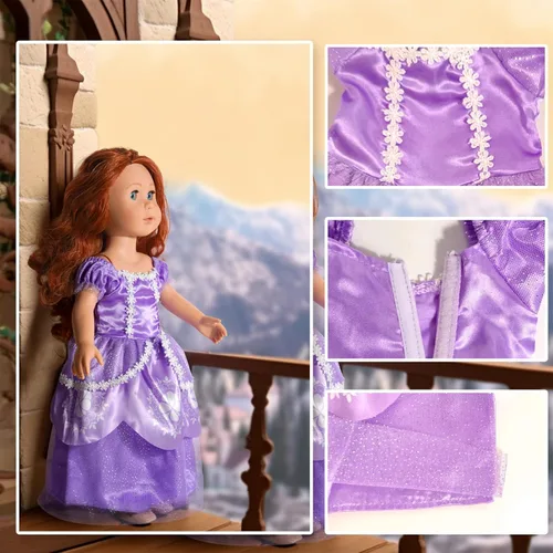 Vista 4 de Ropa y accesorios WONDOLL para muñecas de 18 pulgadas, Vestido de disfraz de princesa, 6 piezas, de 18 pulgadas