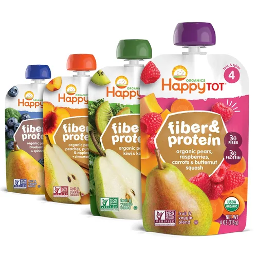 Happy Tot Organics Stage 4 - Bolsas de comida para bebés, sin gluten