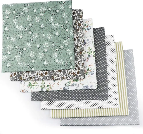 Vista 9 de Paquete de tela de algodón de bricolaje 19.7 x 19.7 pulgadas, 7 patrones diferentes, cuadrados de material de patchwork para coser acolchados, Negro