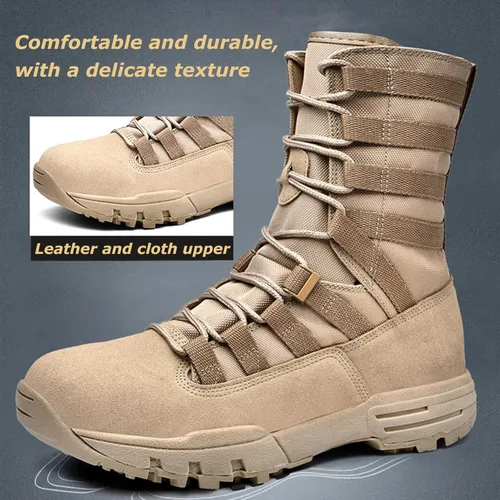 Vista 4 de Kervaky Botas tácticas para hombre, botas militares, botas de combate, botas ligeras, botas de trabajo, botas de senderismo, botas antideslizantes