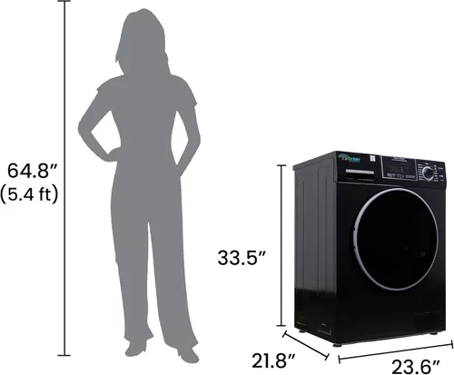 Vista 2 de 1.6 cu.ft. CONVERTIBLE Compact Combo Washer Dryer with Pet Cycle (Black)