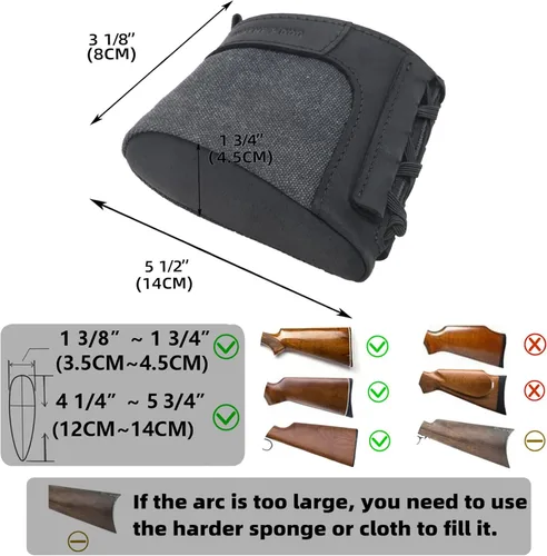 Vista 2 de Tas Trost Extensión de culata de pistola de rifle, cuero retro y lona sin cordones en la almohadilla de retroceso, protector de glúteos