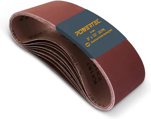 Vista 13 de POWERTEC Correas de lijado de 3 x 21 pulgadas, paquete de 30, 10 de cada grano 40/60/80 de papel de lija de óxido de aluminio, correa de lijado