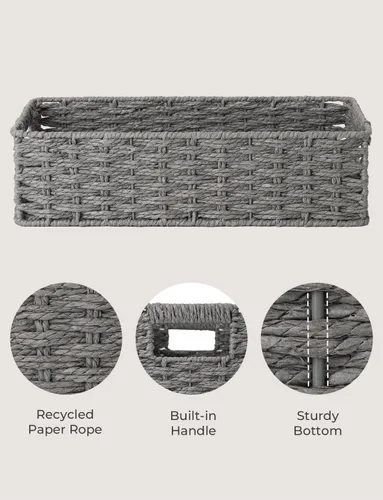 Vista 4 de StorageWorks Cesta para Tanque de Inodoro para Baño, Cesta de Almacenamiento Redonda de Mimbre de Cuerda de Papel para la Parte Superior Trasera
