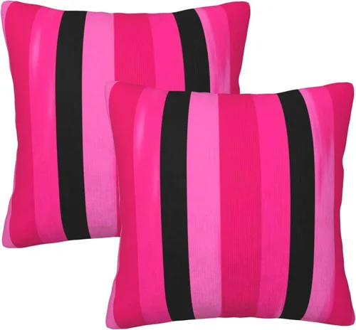 Vista 18 de Pack of 2 Short Plush Throw Pillow Covers 16 X 16 Inch, Retro Yellow Purple Stripes Couch Throw Pillow Covers Cozy Pillowcases, Couch Pillow Covers