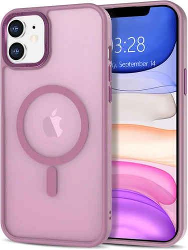 Vista 312 de Anuck - Funda magnética para iPhone 11 compatible con MagSafe, carcasa trasera mate translúcida dura, borde de TPU, delgada, resistente a impactos