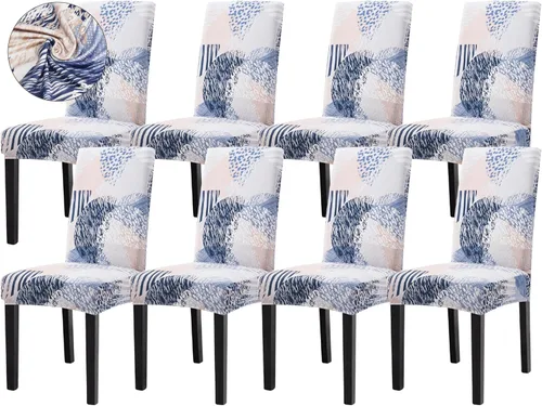 Vista 17 de Sufdari Juego de 2 fundas para sillas de comedor, fundas para sillas de cocina, fundas para sillas Parsons, protectores de sillas de elastano