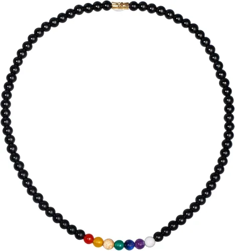 Lightock Collar con cuentas de obsidiana negra Reiki de 7 chakras para mujer, buena suerte, cristal curativo, yoga, meditación, regalo de cumpleaños