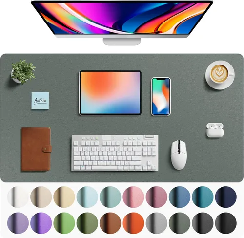 Vista 143 de Aothia Protector de Escritorio de Cuero, Alfombrilla para Ratón, Alfombrilla de Escritorio de Oficina, Secante de Escritorio de Cuero PU