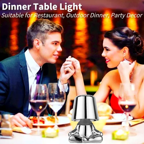 Vista 4 de Thinker Lamp Collection, lámpara de mesa inalámbrica con estatua de señor plateado, linda lámpara de escritorio, funciona con pilas, regulable