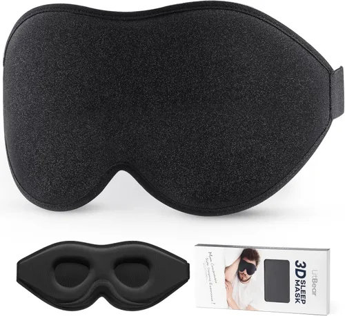 Máscara para dormir LitBear para mujeres y hombres que duermen de lado, máscara para ojos para dormir con bloqueo de luz, máscara para dormir