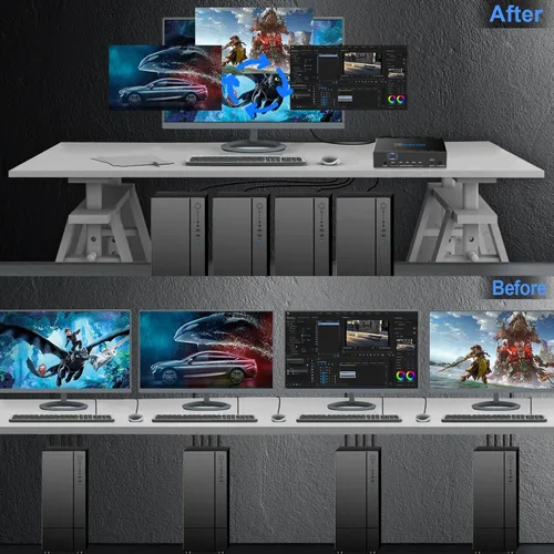 Vista 6 de USB 3.0 KVM Switch HDMI 4 Computer 1 Monitor 4K 60Hz SPDIF L/R Extractor- USB Switch for Keyboard Mouse Printer Mac Windows 4 Port HDMI Switch 4x1