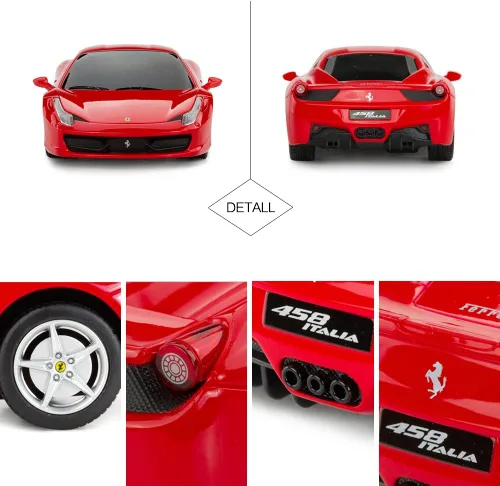 Vista 6 de RASTAR Coche de control remoto Ferrari, escala 1/24 Ferrari 458 Italia, coche de juguete Ferrari rojo
