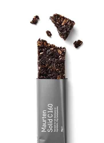 Vista 3 de Maurten Solid C 160 Barra Energética de Cacao - Pack de 12 sobre base de avena y arroz - Barra de energía con 40 g de carbohidratos para deportes