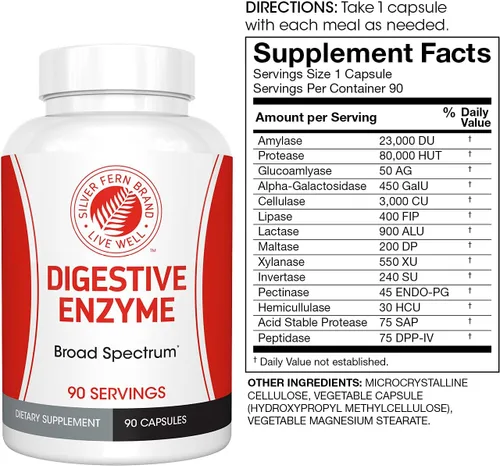 Vista 8 de Silver Fern Brand Gut Health - Kit de afinación – Probiótico multifunción (1 botella – 60 cápsulas) y enzima digestiva (1 botella = 90 cápsulas)