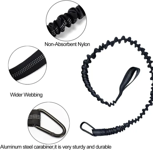 Vista 5 de Paddle Leash Kayak Paddle Holder Tool Lanyard - 2 Pack Stretchable Paddle Strap with Carabiner Secure Leash Lanyard Rope for SUP Kayak Canoe Paddle