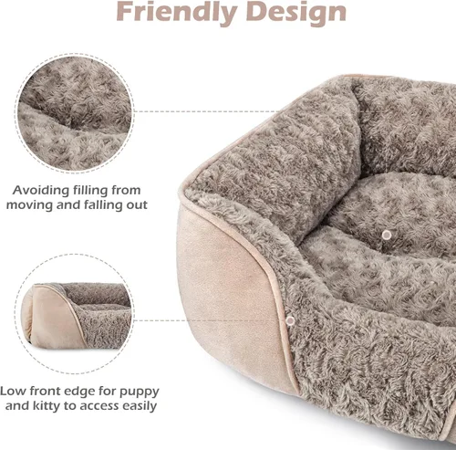 Vista 4 de INVENHO Cama para perros pequeños para perros medianos a grandes, rectangular, ortopédica, suave, relajante, duradera, con parte inferior