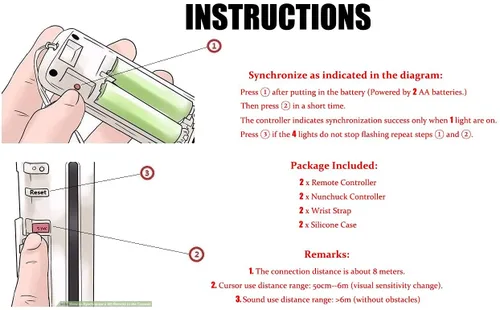 Vista 6 de Burcica Controller for Wii Remote and Nunchuck, Wireless Controllers Compatible with Wii/Wii U with Silicone Case and Wrist Strap (Black)