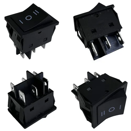 Vista 25 de Interruptor basculante DPST On-Off Unilluminated Negro 4 Pin 1.220x0.984 in Rectangular Snap-in Interruptor de alimentación de palanca