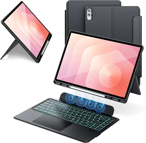 Vista 12 de Trackpad - Funda de teclado para Samsung Galaxy Tab S6 Lite de 10.4 pulgadas 2020/2022/2024, teclado delgado inalámbrico desmontable magnético
