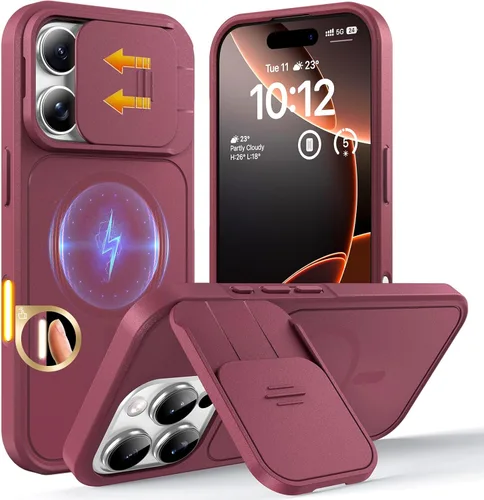 Vista 18 de TOCOL Funda para iPhone 11, compatible con Magsafe, protección completa de cámara, imanes integrados, protección contra caídas, funda translúcida