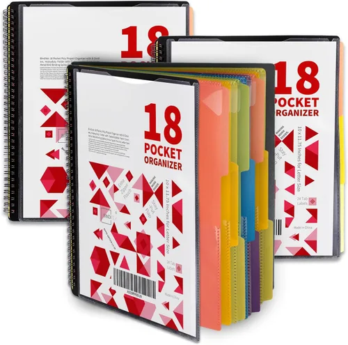 Vista 12 de Binditek Paquete de 1 Organizador de Proyectos de Polímero de 24 Bolsillos con 12 Divisores, Carpeta Resistente con Cubierta Frontal Personalizable