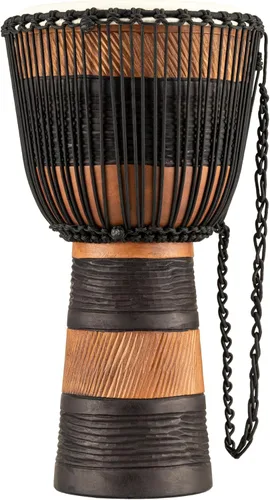 Vista 5 de Meinl Percussion ADJ3-L+BAG Cuerda de estilo africano afinada de madera Djembe de 12 pulgadas con bolsa, marrón/negro
