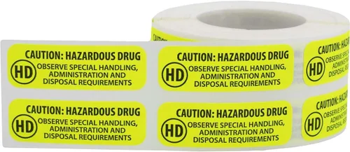 Vista 2 de InStockLabels - Calcomanías de precaución, etiquetas de medicamentos peligrosos de 0.5 x 1.5 pulgadas, 500 etiquetas en un rollo, requisitos