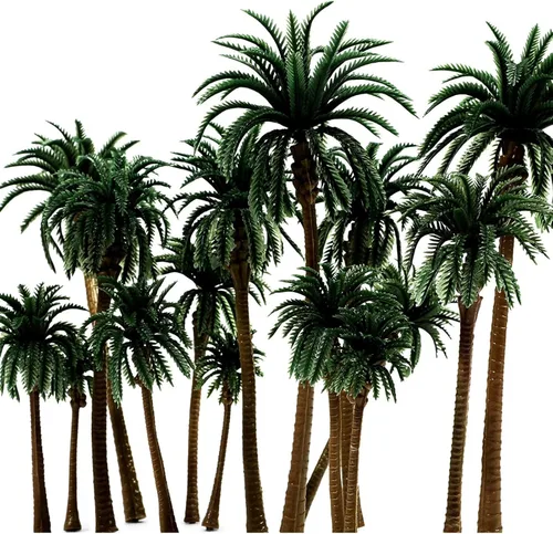 Vista 3 de Bright Creations Palmeras modelo miniatura para dioramas, manualidades (5 tamaños, 15 piezas)