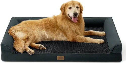 Vista 9 de COZY KISS Cama ortopédica para perros pequeños y medianos, sofá para mascotas con forro impermeable, sofá de espuma para mascotas de hasta 30 Beige