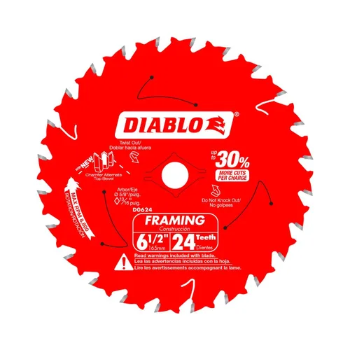 Freud-Diablo D0624VPX - Hoja de sierra de corte de madera de 6-1/2 pulgadas y 24 dientes