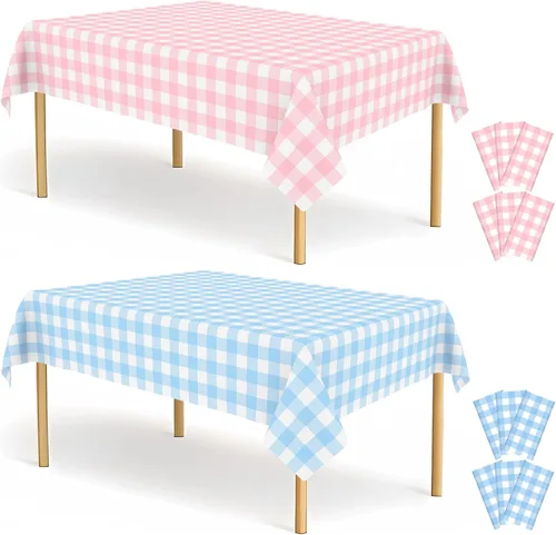 Vista 38 de Paquete de 2 manteles de plástico a cuadros en blanco y negro para fiestas, desechables de 54 x 108 pulgadas, mantel rectangular con bandera a