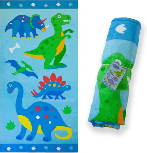 Wildkin Toalla de playa para niños, 100% algodón, suave y absorbente, ideal para piscina y playa, dinosaurio