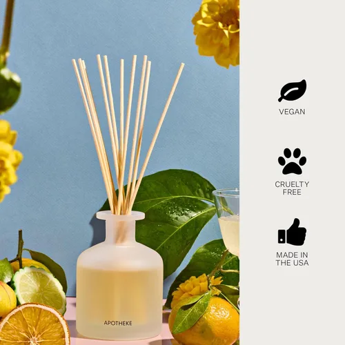 Vista 6 de APOTHEKE Difusor de varillas de bergamota y mandarina, difusor de varillas de aceite perfumado de lujo para el hogar, juego de fragancias