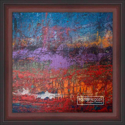 Vista 2 de Poster Palooza 3x3 Inch Contemporary Mahogany Complete Wood Square Picture Frame with UV Acrylic Plexiglass, Foam Board Backing & Hardware Included